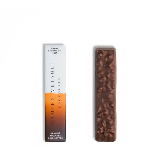 Damien Vétault Barre Chocolat Noir Praliné Amandes & Noisettes 50g